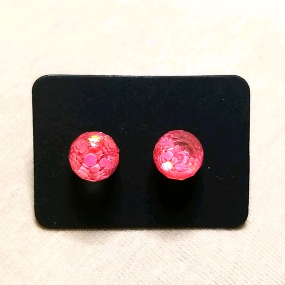 Jewelry - 3 for $15 Pink Irredecent Ball Earrings